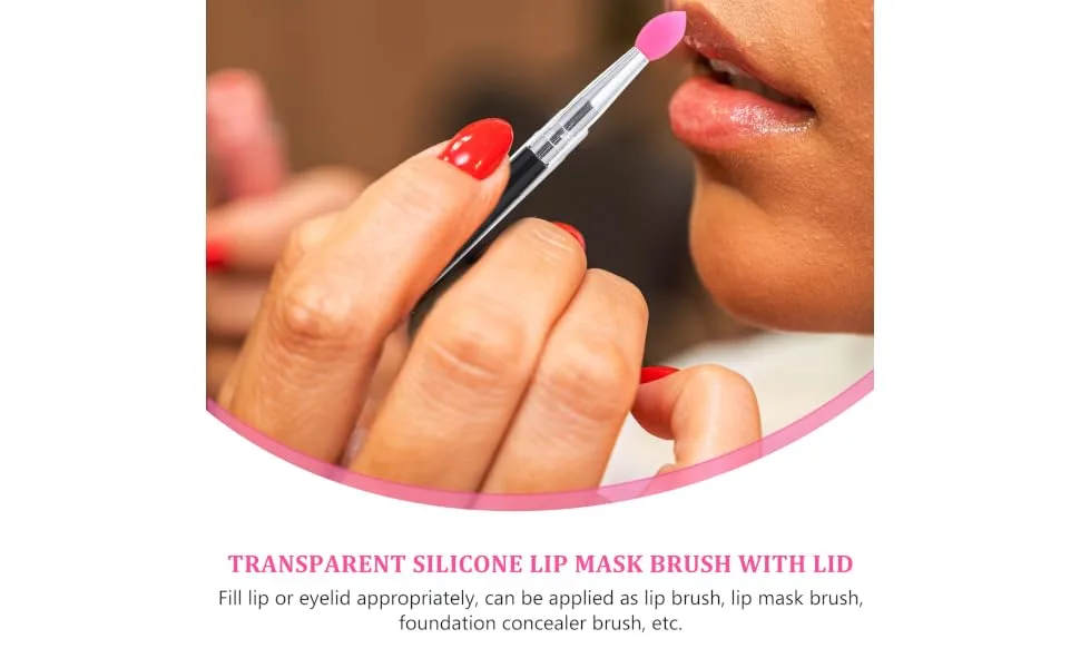 Outanaya 5pcs Silicone Eyeshadow Brush Cosmetic Lipstick Brush Make up Sponges Lip Balm Applicator - product information 3