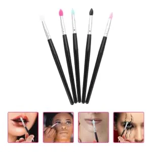 Outanaya 5pcs Silicone Eyeshadow Brush Cosmetic Lipstick Brush Make up Sponges Lip Balm Applicator - product information 4