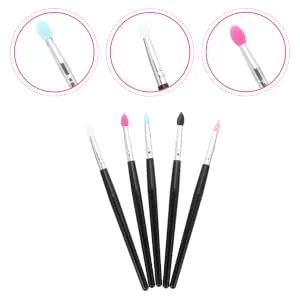 Outanaya 5pcs Silicone Eyeshadow Brush Cosmetic Lipstick Brush Make up Sponges Lip Balm Applicator - product information 6