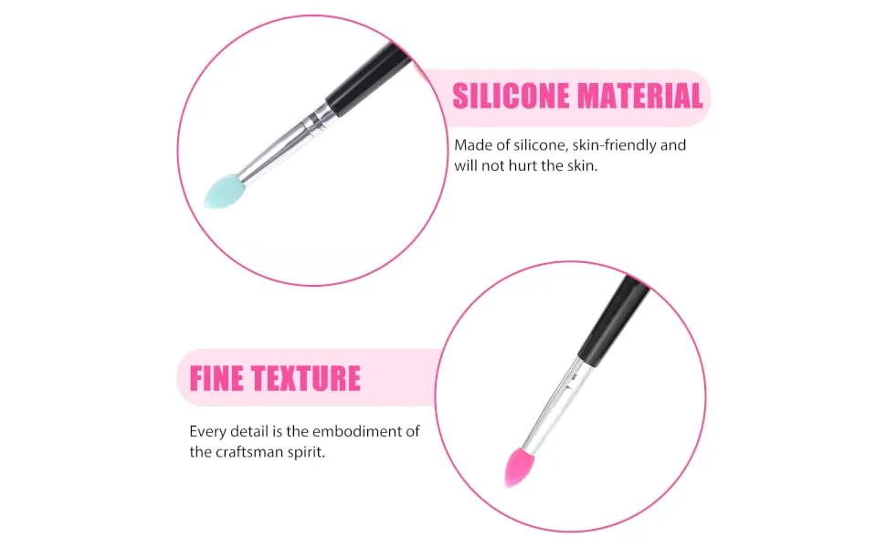 Outanaya 5pcs Silicone Eyeshadow Brush Cosmetic Lipstick Brush Make up Sponges Lip Balm Applicator - product information 7