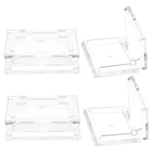 Outanaya 4pcs Transparent Square Mini Eyeshadow Box Empty Pans for Lip Balm Mini Lipstick Mini Plates Plastic - product information 1