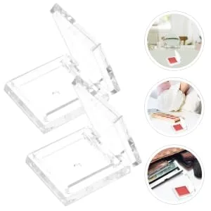Outanaya 4pcs Transparent Square Mini Eyeshadow Box Empty Pans for Lip Balm Mini Lipstick Mini Plates Plastic - product information 4