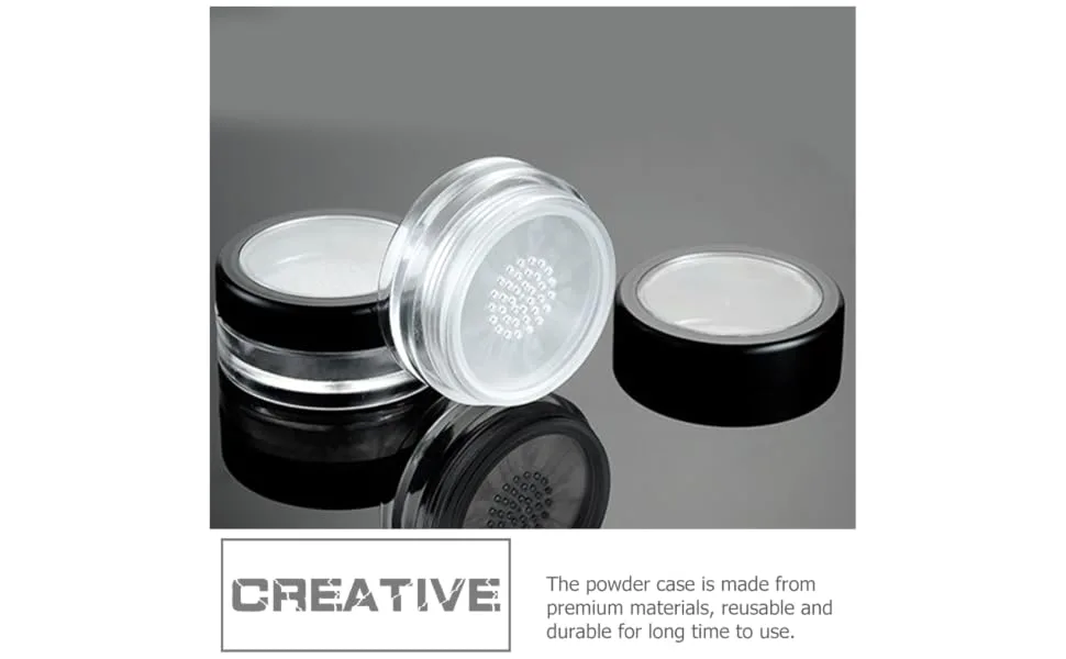 Gogogmee 4pcs Powder Box Powder Puff Face Powder Compact Case Loose Powder Containers Body Powder Travel Pack - product information 3