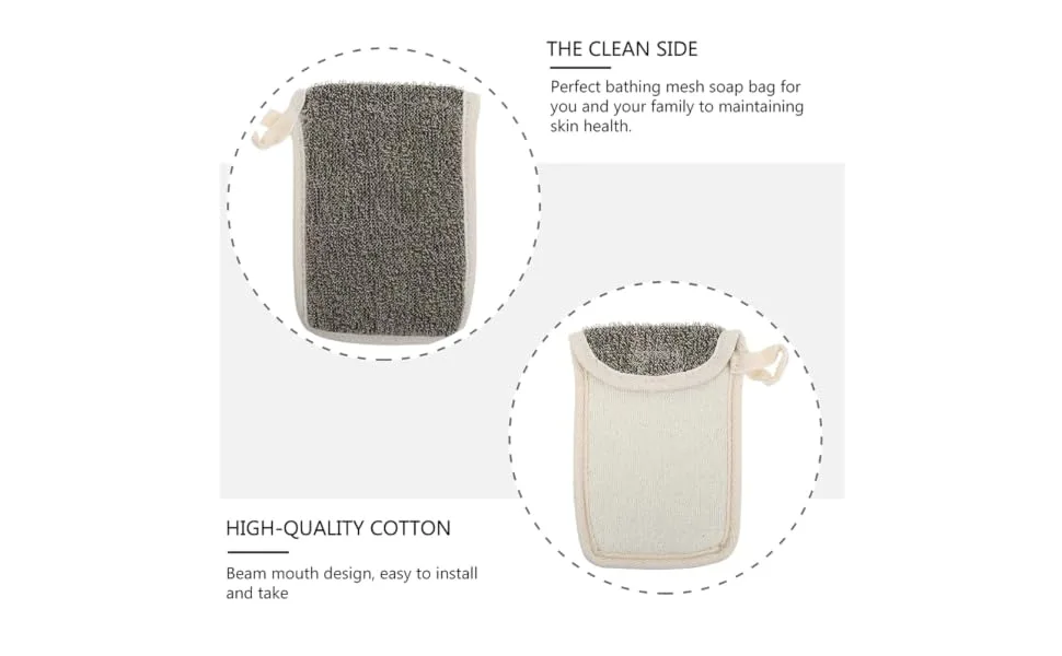 WOONEKY 2pcs Black Linen Soap Bag Bubble Making Net Pouch Bath Loofah Soap Net Bag Soap Saver Pocket Flax - product information 2