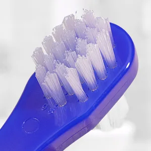 Artibetter 2Pcs Denture Brushes Double-sided False Teeth Toothbrush Denture Cleaning Tool (White + Blue) - Firm nylon bristles