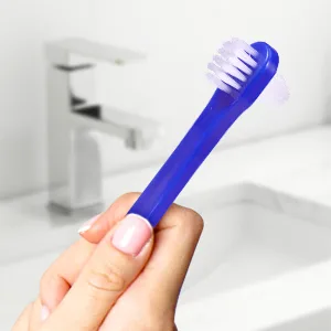 Artibetter 2Pcs Denture Brushes Double-sided False Teeth Toothbrush Denture Cleaning Tool (White + Blue) - Non-slip Handle
