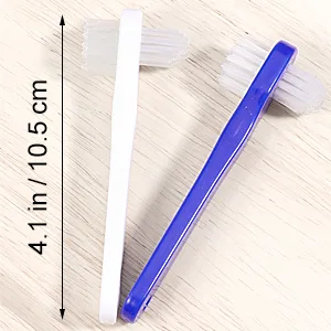 Artibetter 2Pcs Denture Brushes Double-sided False Teeth Toothbrush Denture Cleaning Tool (White + Blue) - Size