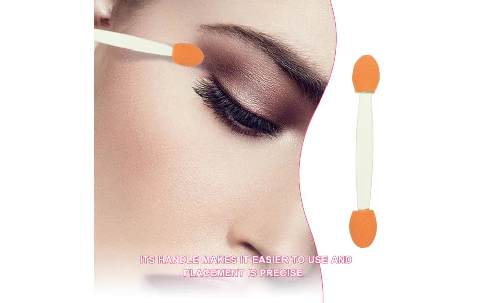 Gogogmee 100pcs Double Ended Eyeshadow Brush Cosmetic Applicator Sponge Eyeshadow Stick Dual-side Makeup Tool Eye Makeup Applicator Latex Sponge Cosmetic Tool Makeup Brush 6.5x1.3cm Green - product information 2