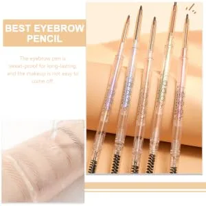 Gogogmee 5pcs Brow Pencils with Brush Brown Eyebrow Pencil Hair Double Bun Eyebrow Makeup Pencils Plastic - product information 1