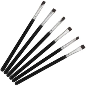 Outanaya 6pcs Flat Eyebrow Brush Makeup Brush Eyeshadow Brush Eyeliner Brush Makeup Tool Wooden Handle - product information 1