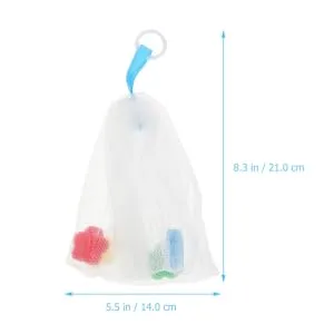 BIUDECO 2pcs Foaming Net Soap Mesh Pouches Soap Exfoliating Pouch Foam Face Wash Mesh Soap Pe White - product information 4