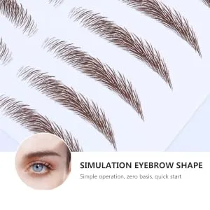 Outanaya 6D Hair- Eyebrows Stickers 4pcs Eyebrow Stickers Eyebrows Makeup Tools Brown Eyebrows Imitation Eyebrow 3 Stickers Hair - product information 2