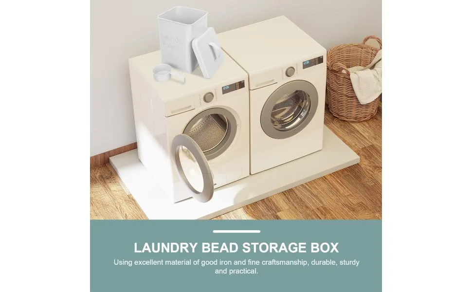 BCOATH 1 Set Washing Storage Bucket Soap Dispensers Condensate Beads Bucket Bin White Wrought Iron 1 count (Pack of 1) White - product information 6