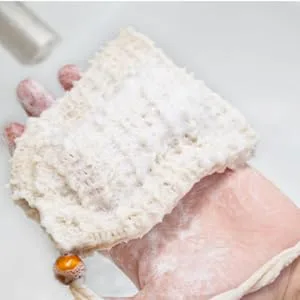 WOONEKY 4pcs Handmade Soap Bag Natural Sisal Soap Saver Soap Pouch Mesh Bags Cotton Linen White - product information 3