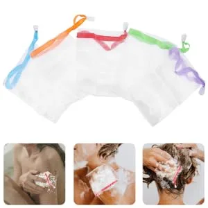 IWOWHERO 10pcs Soap Foaming Net Bubble Foam Net Exfoliating Mesh Soap Pouch Mesh White Pp - product information 3