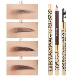 Outanaya 2pcs Makeup Eyebrow Pencils Pencil with Brow Brush Microblading Eyebrow Pen Eyebrow Crayon Wooden 1 count (Pack of 1) As Shown - product information 1