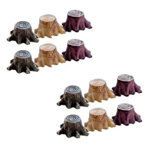 Gogogmee 12pcs Small Stump Stool Terrarium Decor Mini Garden Figurines Root Stump Ornament Retro Decor Resin - product information 2
