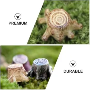 Gogogmee 12pcs Small Stump Stool Terrarium Decor Mini Garden Figurines Root Stump Ornament Retro Decor Resin - product information 6