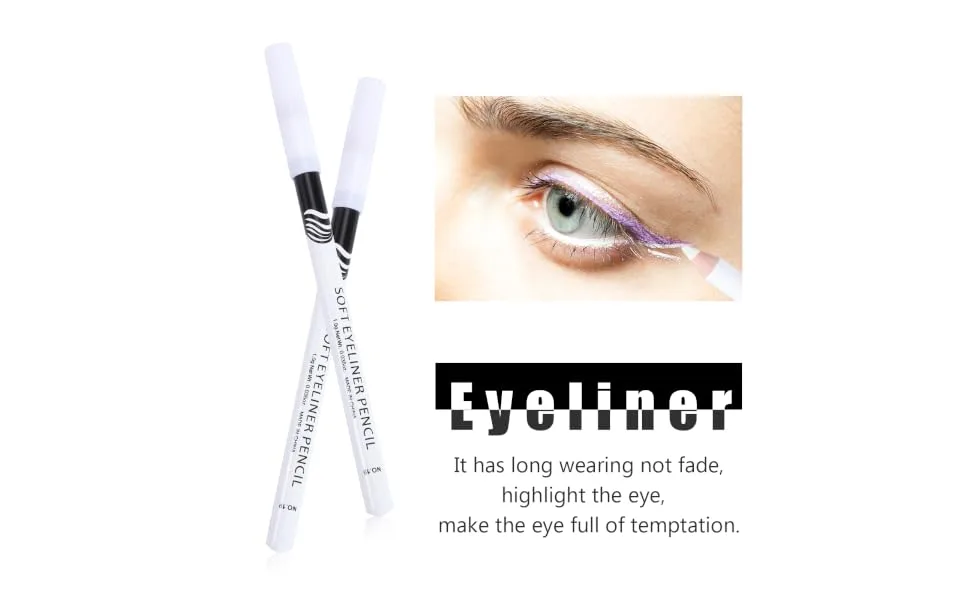 Outanaya 12pcs Eyeliner Pencil Machenical Eyeliner Lip Liner Brow Microblading Pen Makeup Tool Wooden Pole - product information 2