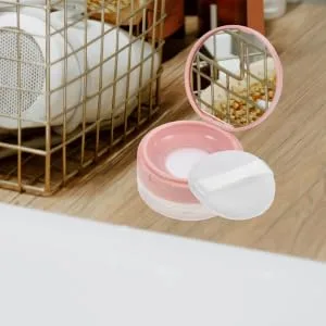 Outanaya 2pcs Portable Powder Box Blusher Powder Jar Face Powder Jar Foundation Powder Jar Kit Black Plastic - product information 2