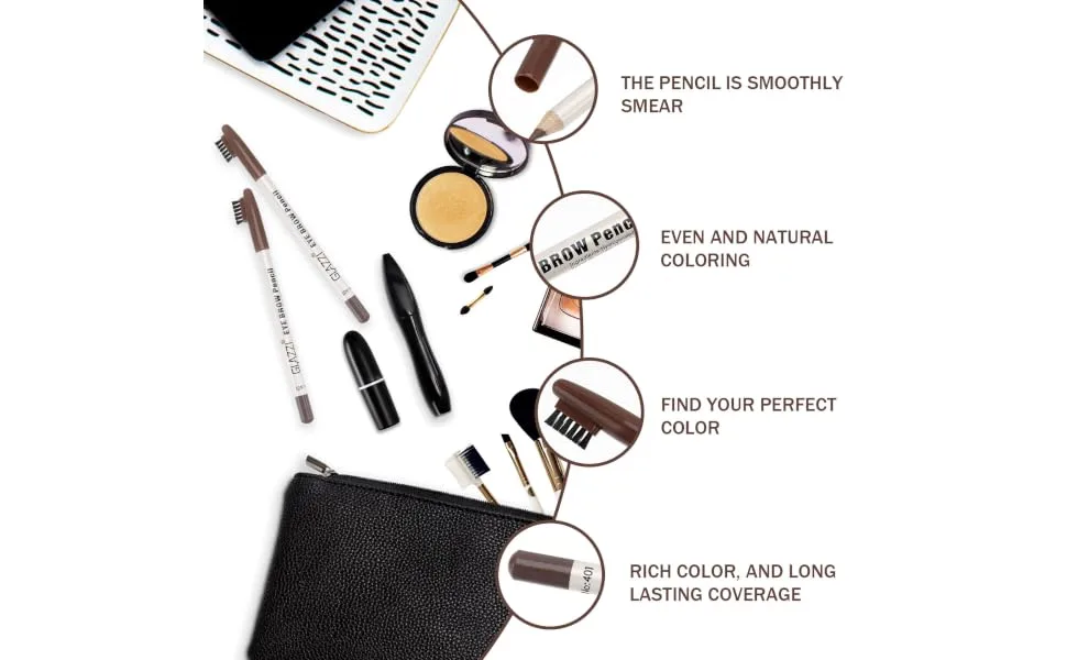 Outanaya 12pcs Eyebrow Pencil with Brush Eyebrow Pen Brow Pen Brush Eyebrow Pencils Plastic Coffee - product information 4