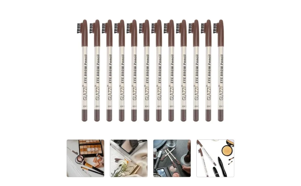 Outanaya 12pcs Eyebrow Pencil with Brush Eyebrow Pen Brow Pen Brush Eyebrow Pencils Plastic Coffee - product information 6