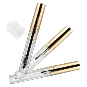 Outanaya 3pcs Makeup Bottle Empty Eyeliner Bottle Mascara Clear Mascara Tube Lip Gloss Clear Golden Plastic - product information 7