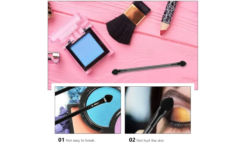 Outanaya 30pcs Double Ended Eyeshadow Brush Makeup Tool Beauty Eyeshadow Brush Sponge Black Artificial Fiber - product information 1