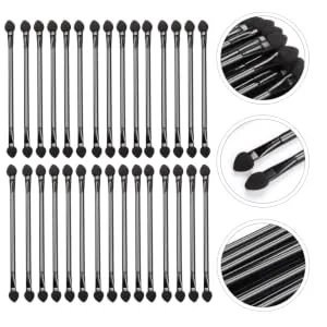 Outanaya 30pcs Double Ended Eyeshadow Brush Makeup Tool Beauty Eyeshadow Brush Sponge Black Artificial Fiber - product information 3