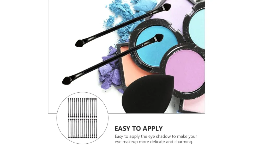 Outanaya 30pcs Double Ended Eyeshadow Brush Makeup Tool Beauty Eyeshadow Brush Sponge Black Artificial Fiber - product information 6