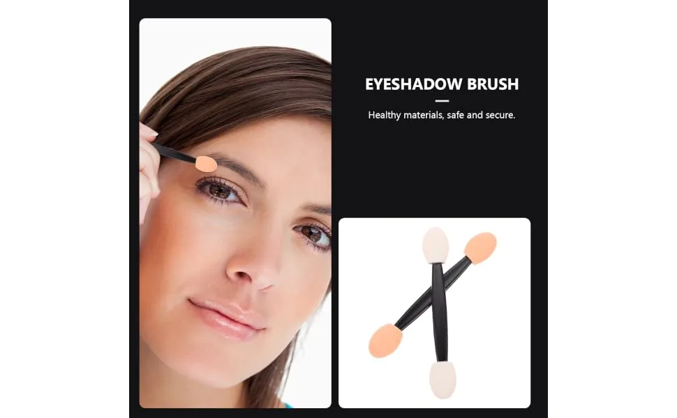 Outanaya 100pcs Double Ended Eyeshadow Brush Esponjas Para Maquillaje Double Sided Makeup Emulsion Black 6.5x1.3cm Black - product information 6