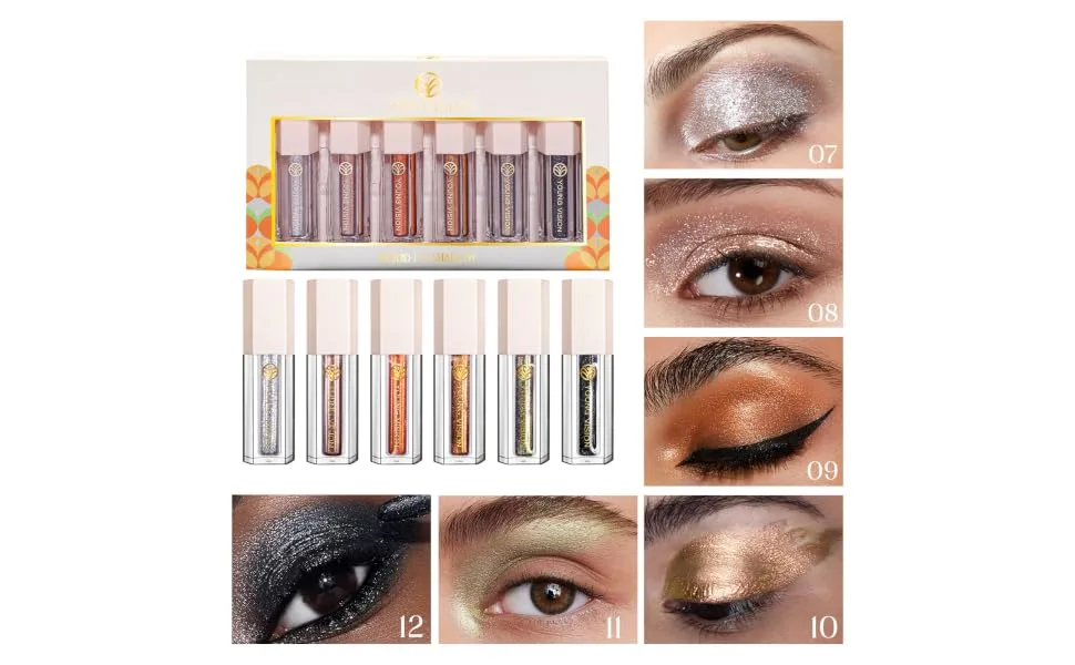 Gogogmee Make Up Accessories 6pcs Eye Shadow Set Cosmetics Tools Eye Glitter Eye Makeup Tools Lasting Miss 1 count (Pack of 1) As Shown - product information 5