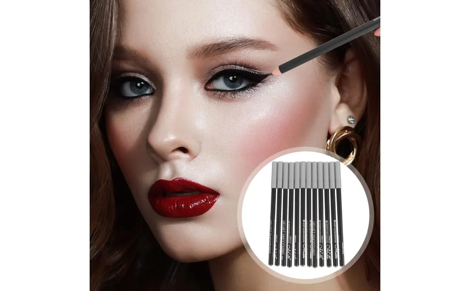 Outanaya 12pcs Black Eyeliner 1 Practical Eyeliners Makeup Accessory Waterproof Eyeliner Pencil Wood - product information 2