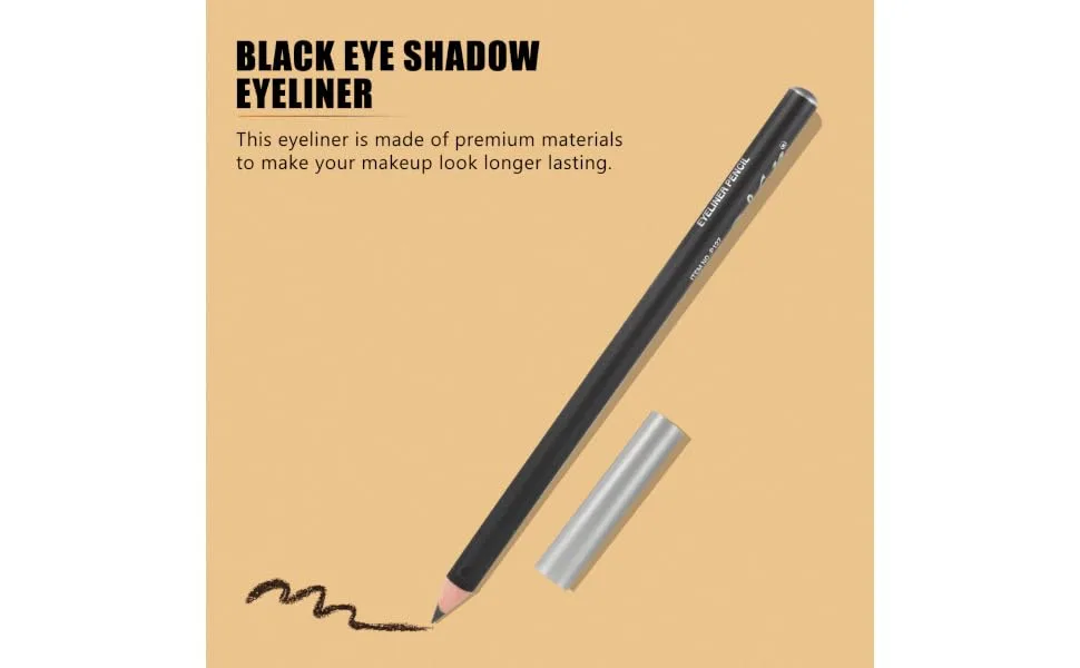 Outanaya 12pcs Black Eyeliner 1 Practical Eyeliners Makeup Accessory Waterproof Eyeliner Pencil Wood - product information 4
