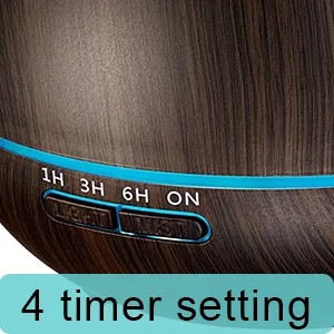 Aromatherapy Essential Oil Diffuser Humidifier 550ml 12 Hours High Mist Output for Large Room, Home, Waterless Auto-Off, 7 Color LED Lights Wood Grain Cool Mist Humidifier Ultrasonic Diffusers Dark Brown - 4 timmer setting