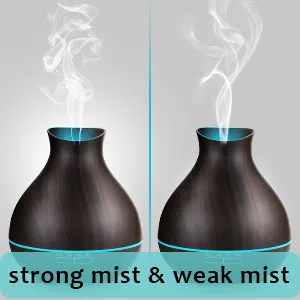 Aromatherapy Essential Oil Diffuser Humidifier 550ml 12 Hours High Mist Output for Large Room, Home, Waterless Auto-Off, 7 Color LED Lights Wood Grain Cool Mist Humidifier Ultrasonic Diffusers Dark Brown - strong and weak mist diffuser