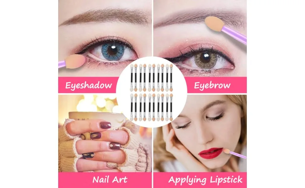 Outanaya 30pcs Eye Shadow Stick Lip Makeup Brush Make up Brush Make up Sponges Eye Mascara Double Emulsion - product information 2