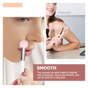 FOYTOKI 12 Pcs Sponge Makeup Brush Sponge Head Tools Makeup Eyeshadow Sponge Brush Wooden Handle - product information 1