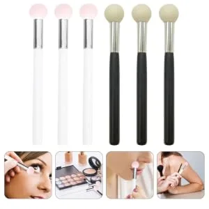 FOYTOKI 12 Pcs Sponge Makeup Brush Sponge Head Tools Makeup Eyeshadow Sponge Brush Wooden Handle - product information 2