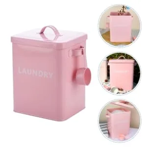 COOLHIYA 1pc Washing Storage Sealing Storage Case Laundry Room Trash Can Iron Pink - product information 4