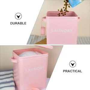 COOLHIYA 1pc Washing Storage Sealing Storage Case Laundry Room Trash Can Iron Pink - product information 5
