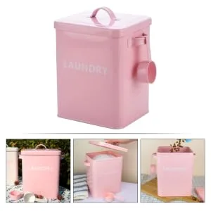 COOLHIYA 1pc Washing Storage Sealing Storage Case Laundry Room Trash Can Iron Pink - product information 6