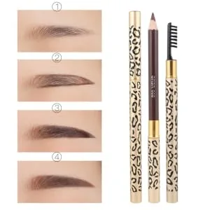 FOYTOKI 2pcs Pencils Leopard Lash Brush Brow Gel Brow Brush Brow Makeup Eyeliner Wooden - product information 6
