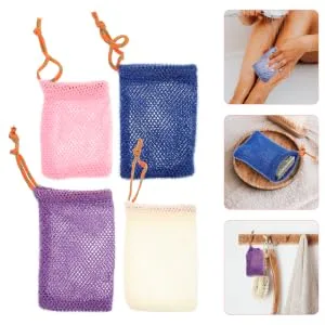 FOYTOKI 8pcs Soap Bag Foaming Net Mesh Soap Savers Pocket Organizer Pouch Bath Scrubber Sisal Soap Bag Nylon - product information 2