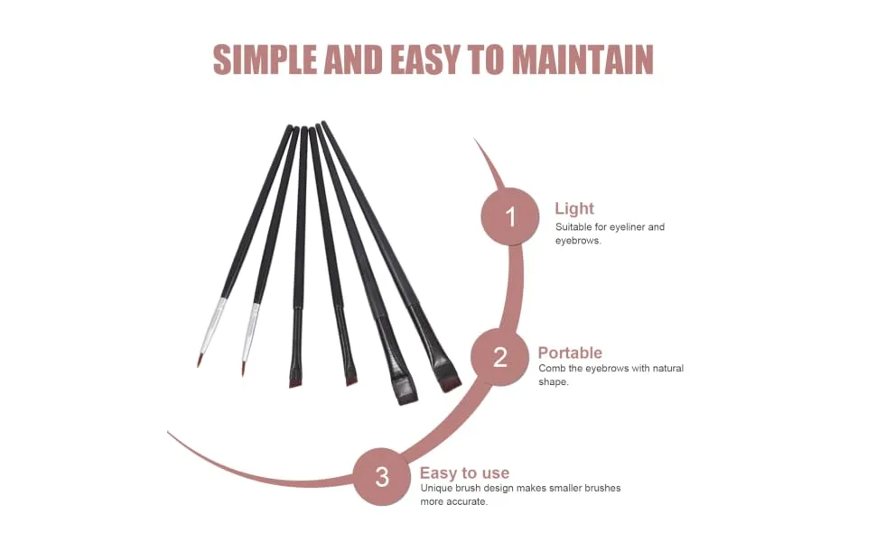 Outanaya 6pcs Eyeliner Makeup Brush Eyeliner Brushes Fine Point Eye Brush Eyeshadow Black Rayon Wooden Handle - product information 7