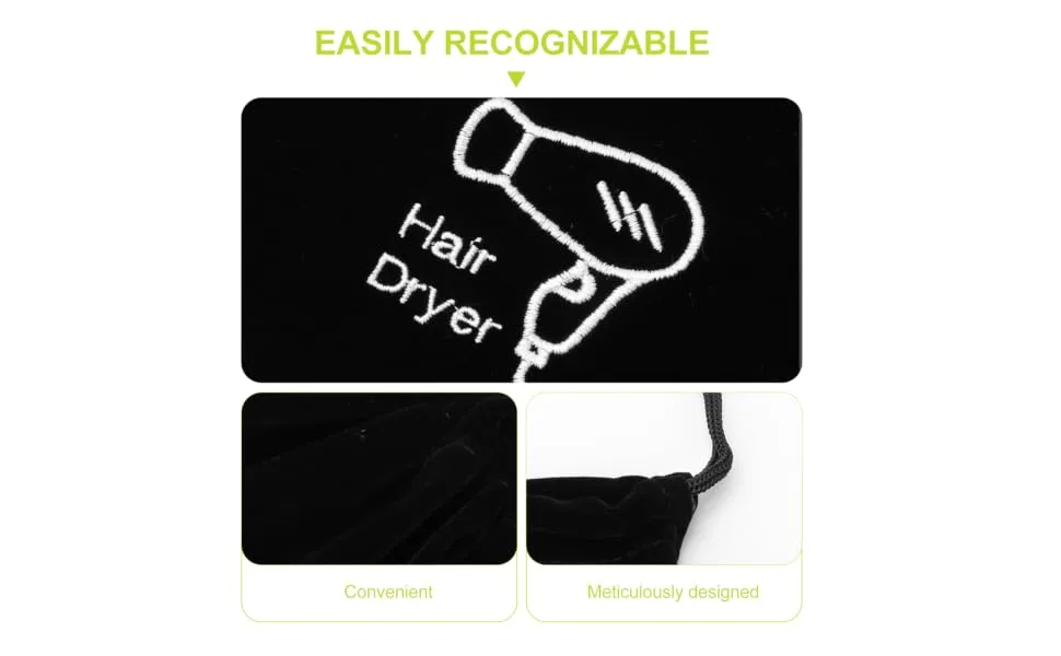 Gogogmee 2pcs Storage Bag Mini Suitcase Hair Dryer Storage Pouch Drawstring Closure Cover Flocking Cloth - product information 6