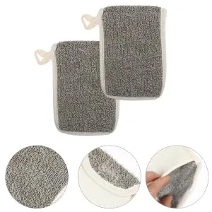 PLAFOPE 2pcs Black Linen Soap Bag Soap Mesh Pouch Bar Soap Pouch Drawstring Soap Bag Soap Mesh Holder Flax - product information 2