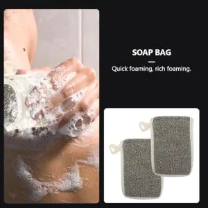 PLAFOPE 2pcs Black Linen Soap Bag Soap Mesh Pouch Bar Soap Pouch Drawstring Soap Bag Soap Mesh Holder Flax - product information 4