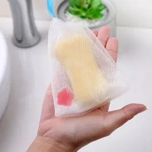 Gogogmee 2pcs Foaming Net Exfoliating Soap Body Shower Scrubber Bag Soap Bar Mesh Bag White or - product information 1