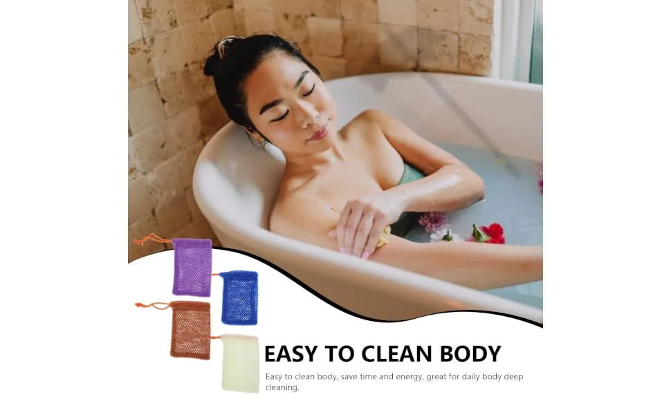Beatifufu 4pcs Soap Bag Foaming Net Soap Saver Loofah Pouch Bath Loofahs Foam Soap Bathroom Foaming Bag Nylon - product information 1